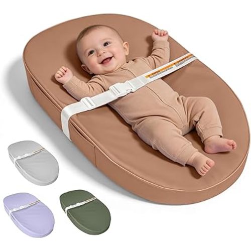 JVEOO Baby Changing Pad, Waterproof Vegan Leather Wipeable Diaper Changing Pad with Safety Strap Non-Slip Changing Mat for Dresser & Table