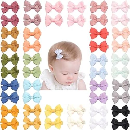 CÉLLOT Baby Hair Clips, 50PCS 2" Fully Lined Hair Bows for Girls, Toddler Hair Accessories Alligator Hair Clips for Baby Girls Kids Teens