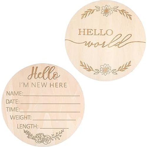 Ouligay Baby Announcement Sign Wooden Newborn Baby Birth Announcement Sign Baby Name Announcement Sign for Photo Prop Baby Shower Nursery Gift