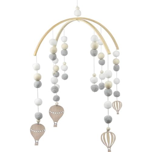 Crib Mobile Neutral Crib Mobile Handmade Felt Ball Mobile Nursery Cot Mobile Ceiling Mobile for Girls Room Nursery Decor Gray Hot Air Balloon