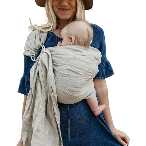 Hip Baby Wrap - Ring Sling, Perfect for Baby Shower - Carriers, Wraps, Baby Wearing Ring Sling (Oat)
