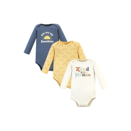 Essential Long-Sleeve Cotton Bodysuit Triple Set, 0-3M