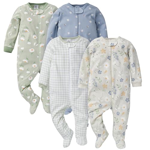 Gerber Baby Girls' 4 Pack Sleep 'N Play Footie