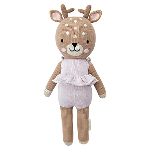 cuddle + kind Violet The Fawn Regular 20" Hand-Knit Doll – 1 Doll = 10 Meals, Fair Trade, Heirloom Quality, Handcrafted in Peru, 100% Cotton Yarn