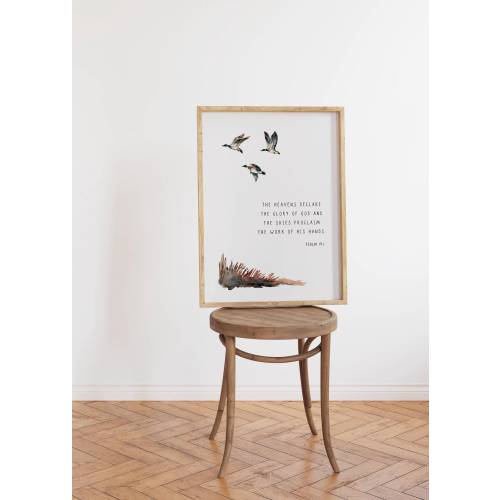 PRINTED Duck bible verse print, Woodland nursery art, Little boy bedroom, Baby shower gift, Mallard hunting, Boys Room, Minimalist Christian