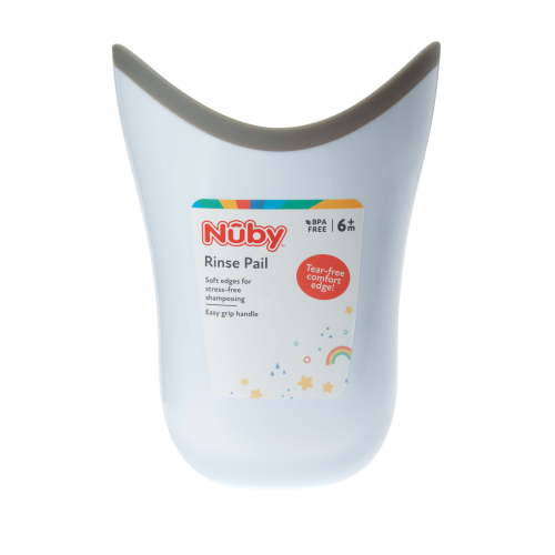 Nuby Tear-Free Bath Time Rinse Pail for Babies and Toddlers, Gray