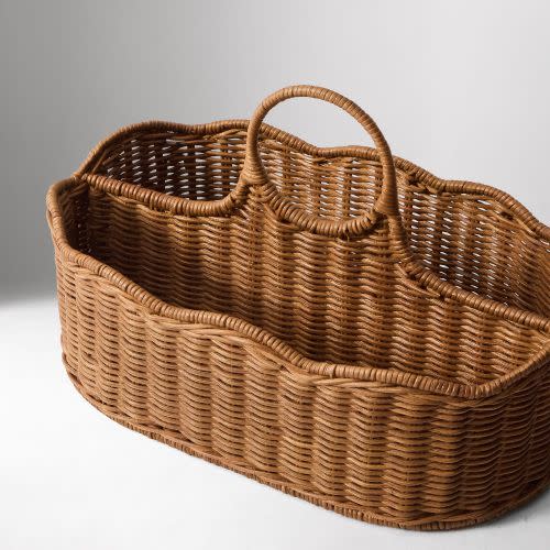Scallop Rattan Diaper Caddy