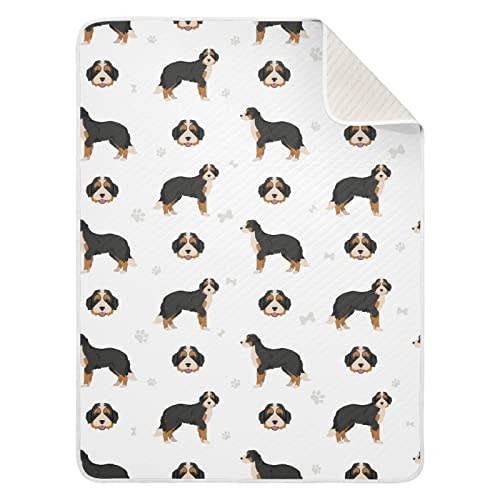 Swaddle Blanket Bernedoodle Dog Cotton Blanket for Infants, Receiving Blanket, Lightweight Soft Swaddling Blanket for Crib, Stroller, Nursery Blankets, 30X40 in