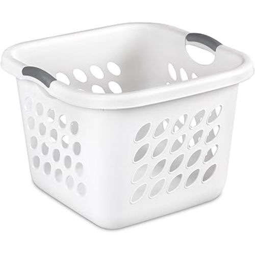 1.5 Storage Bushel Square Laundry Basket Plastic, Laundry Hamper White