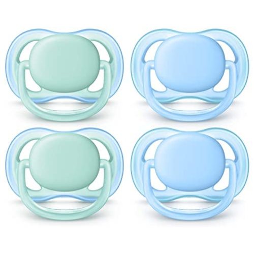 Philips AVENT Ultra Air Pacifier, 0-6 Months, Blue/Green, 4 Pack, SCF244/40