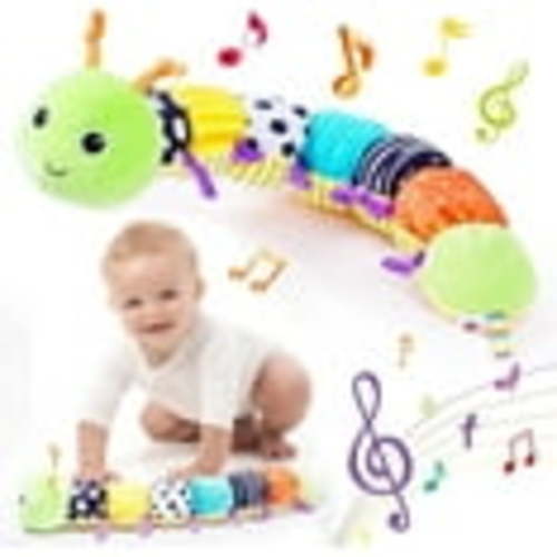 Infant Baby Musical Stuffed Animal Activity Soft Toys, Green Caterpillar with Multi-Sensory Crinkle, Rattle and Textures, for Tummy Time Newborn 0-3-6-9-12 Months Boy Girls
