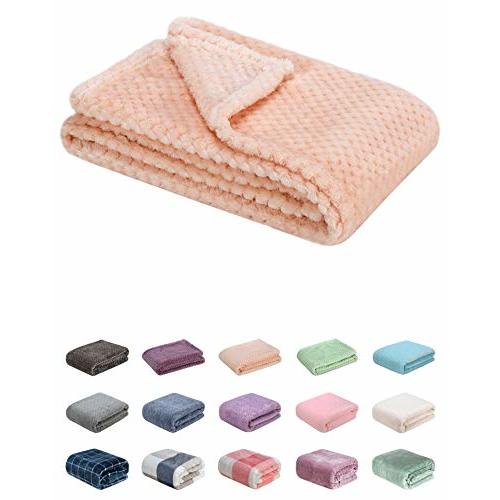 Fuzzy Blanket or Fluffy Blanket for Baby, Soft Warm Cozy Coral Fleece Toddler, Infant or Newborn Receiving Blanket for Crib, Stroller, Travel, Decorative (28Wx40L, XS-Peach)
