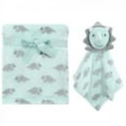 Hudson Baby Infant Boy Plush Blanket with Security Blanket, Triceratops, One Size