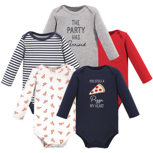 Hudson Baby Long Sleeve Bodysuits 5-Pack, Pizza