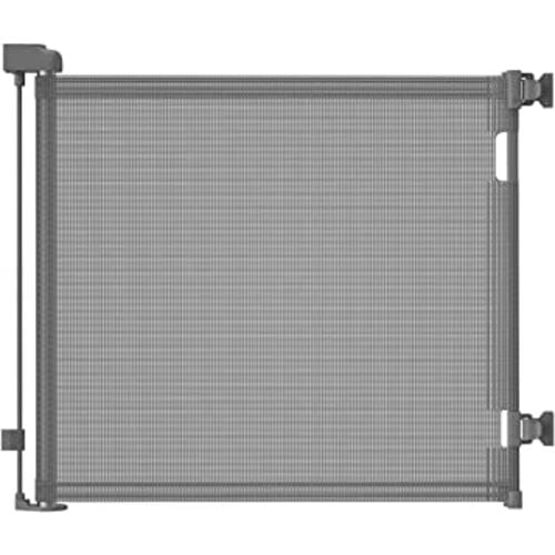 Retractable Baby Gate,Mesh Baby Gate or Mesh Dog Gate,33" Tall,Extends up to 55" Wide,Child Safety Gate for Doorways, Stairs, Hallways, Indoor/Outdoor（Grey,33"x55"