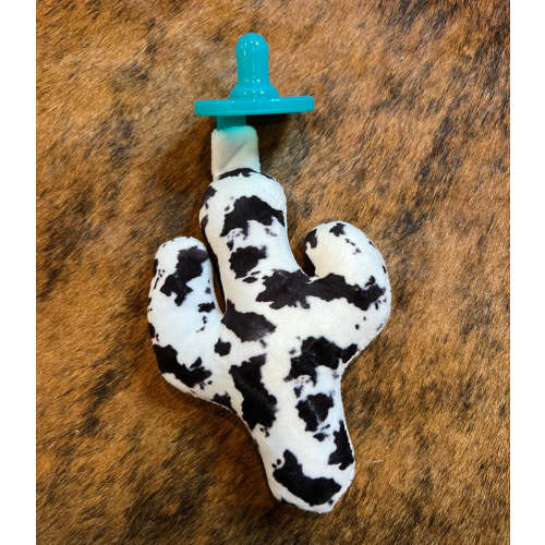Cow print cactus baby pacifier