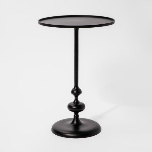 Londonberry Large Turned Accent Table Black (KD) - Threshold™: Round Aluminum End Table, No Assembly Required
