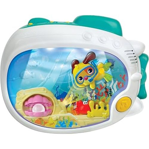 winfun 3-in-1 Soothing Seas Nightlight with Music Box Projector, and Soft Glowing Light - Calming Lullabies and Under-The-Sea Theme for Babies Attachable to Crib or Tabletop, Unisex Baby Gift