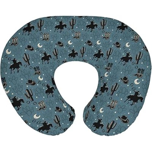 Vintage Western Cowboy Baby Nursing Pillow Covers for Boy Girl Cowboys Boots Hat Horse Cactus Moon Nursery Pillowcase for Breastfeeding Pillows Wild West Desert Soft Stretchy Slipcovers for Newborn