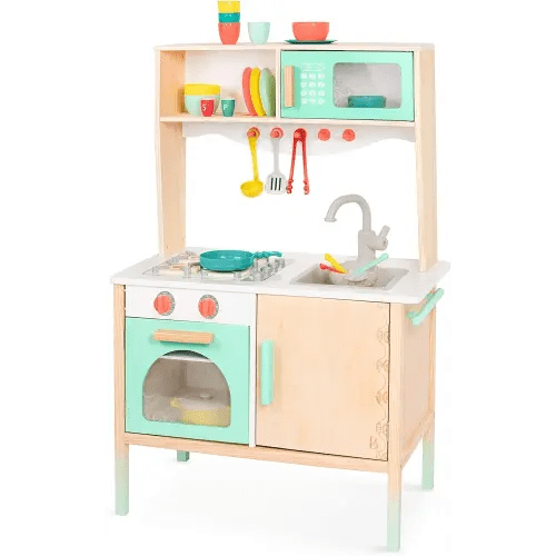 B. toys- Mini Chef Kitchenette- Pretend Play Wooden Play Kitchen – Kitchen for Kids – Kitchen Play Set & Accessories – (20+ Pcs)- 3 Years +