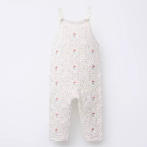 FLORAL KNIT OVERALLS - Ecru | ZARA United States