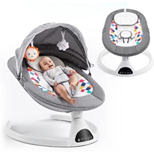 Baby Swing for Infants,Electric Bouncer for Babies,Portable Swing for Baby Boy Girl,Remote Control Indoor Baby Rocker with 5 Sway Speeds,Music and Bluetooth