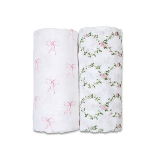 Cotton Swaddle 2 Pack Bows & Rose Trellis