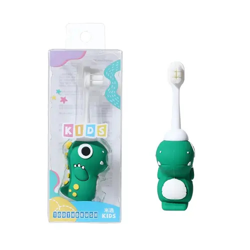 Neverfade Dinosaur Kids Toothbrush - Extra Soft Wide Head Toothbrush Tor Baby, 0.08mm Soft Filament Toddler Toothbrush for Kids 2-4,Make Brushing Fun and Protect Kids Delicate(Green)