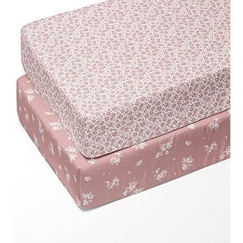 Sorrel + Fern - Crib Sheet for Standard Crib Mattress Premium Fitted Sheets - Buttery Soft Cotton Blend - Antique Rose