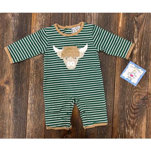 Three Sisters Highland Cow Applique Romper