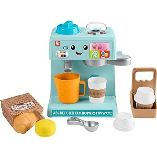 Fisher-Price Toddler Toy Laugh & Learn Learn & Serve Coffee Cafe Playset with Smart Stages & 10 Pretend Play Pieces for Ages 18+ Months
