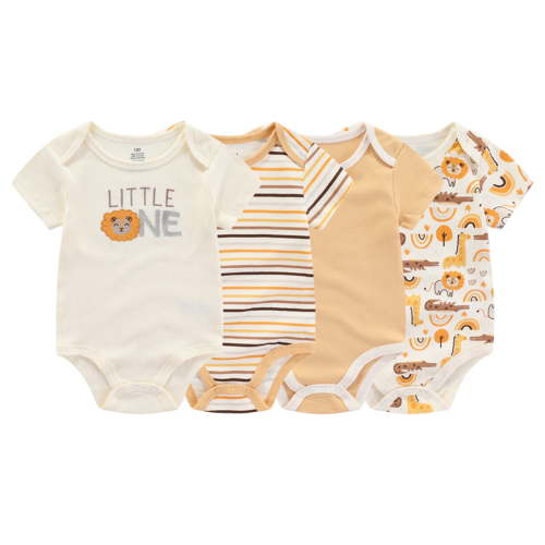Falianni Baby Boy Girl Cotton Short Sleeve Bodysuits,4-Pack,Sizes 0-12M
