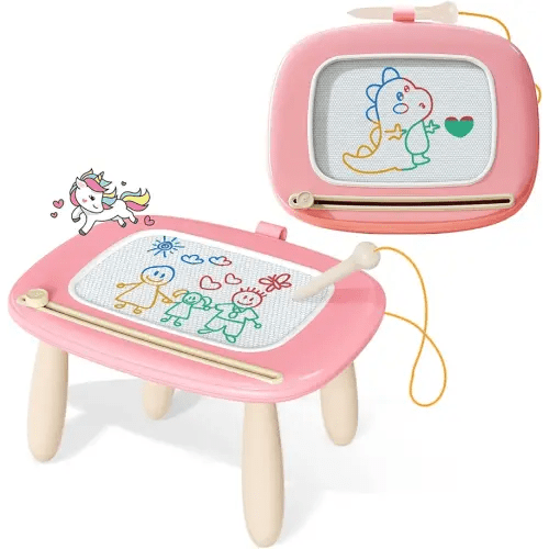 Kikidex Magnetic Drawing Board, Toddler Girl Toys for 1-2 Year Old, Doodle Board Pad Learning and Educational Toys for 1 2 3 Year Old Baby Kids Birthday Gift(Soft Pink)