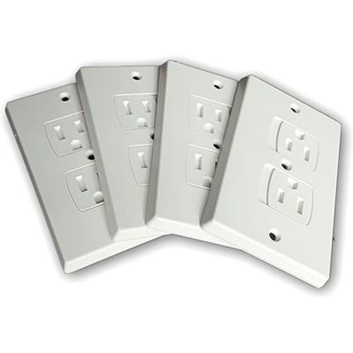 Self-Closing Electrical Wall Outlet Covers for Baby Proofing, Premium Plastic, Standard-Size Child Proof Outlet Cover, 4.6 x 3 Inches, Pack of 4, White - Wonderkid