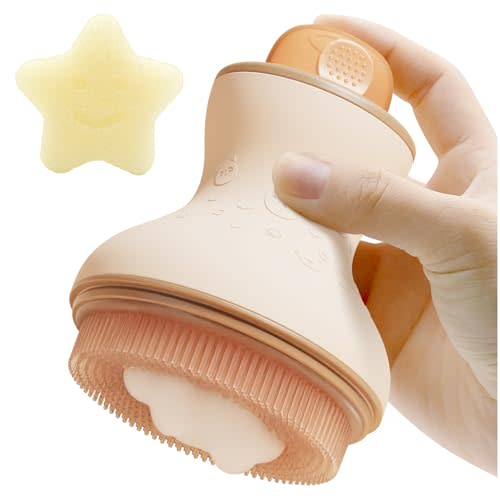 b&h Silicone Baby Cradle Cap Brush - 2-in-1 Soft Newborn Bath Brush with Bubbler, Toddlers Cradle Cap Treatment System, Shampoo Brush Baby Bath Essential Foamer Brush, Infant Bath Sponge