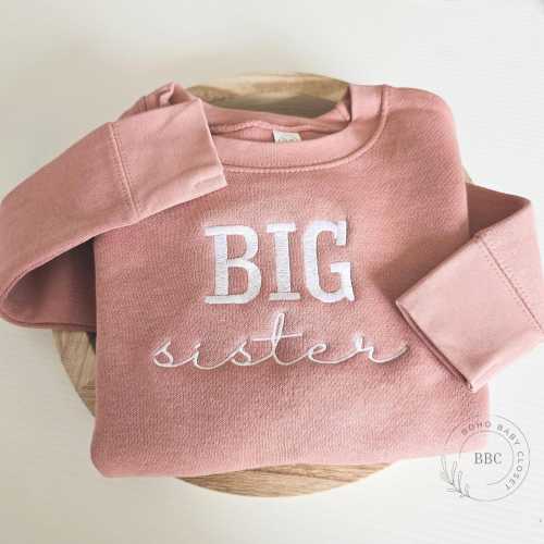 Embroidered Big Sister Sweatshirt, Natural Toddler Sweatshirt, Pregnancy Announcement, Big Sis, Coming Soon Neautral Sweatshirt, S2