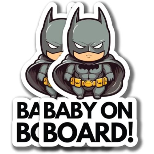 Baby on Board Stickers | Kids in Car Pack of 2 stickers (Bat Baby 01)