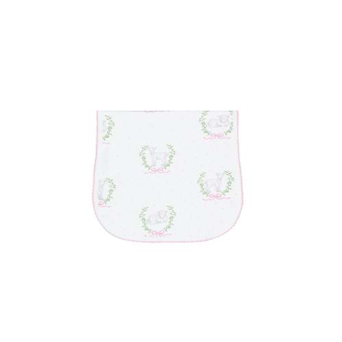 Pink Lamb Print Burp Cloth