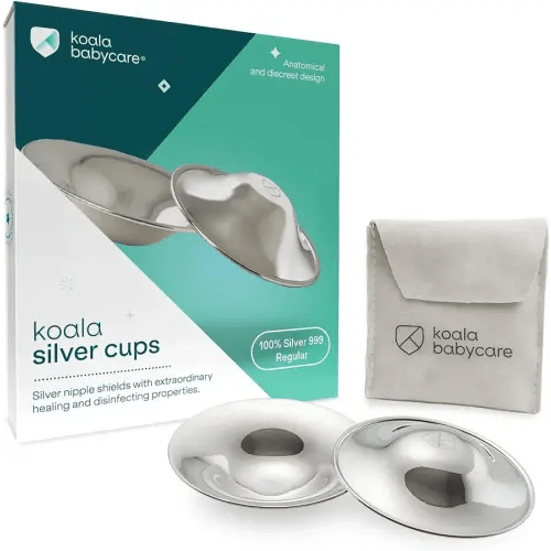 Koala Babycare The Original Nursing Cups 999 Silver – Nipple Shields for Nursing Newborn - Breastfeeding Essentials Protect and Soothe Cracked Nipples - Standard Size