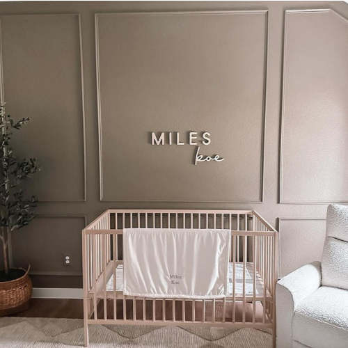Boy Nursery Name Sign and Script in Maple