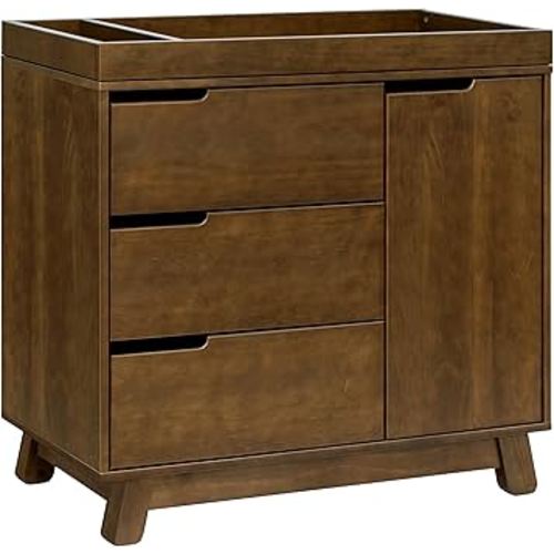 Babyletto Hudson 3-Drawer Changer Dresser with Over 10-inch Drawer Extension and a Removable Changing Tray in Natural Walnut, Greenguard Gold Certified