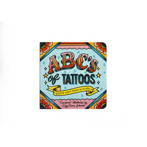 ABC's of Tattoos Baby Board Book - Cute Kids Gift - Hardcover - Edgy Baby Present - Custom Illustration, American Traditional Tattoo Style