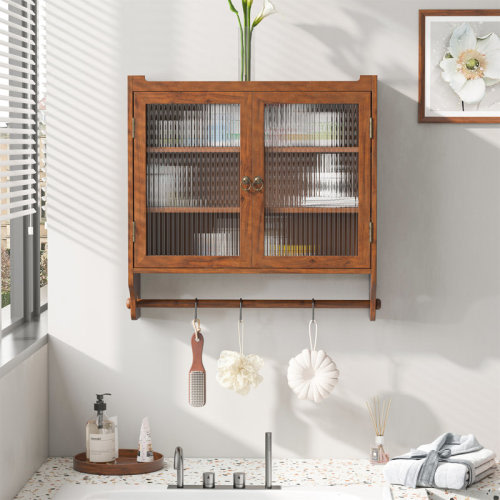 Lark Manor™ 24.8"Glass Door Vintage Double Door Wall Cabinet & Reviews | Wayfair