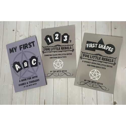 3 Book Set- First ABC’s, 123’s & Shapes-Early Learning With Gothic Charm, Book Set for Gothic Emo Moms, Occult Mom Gift-By The Métis Witch