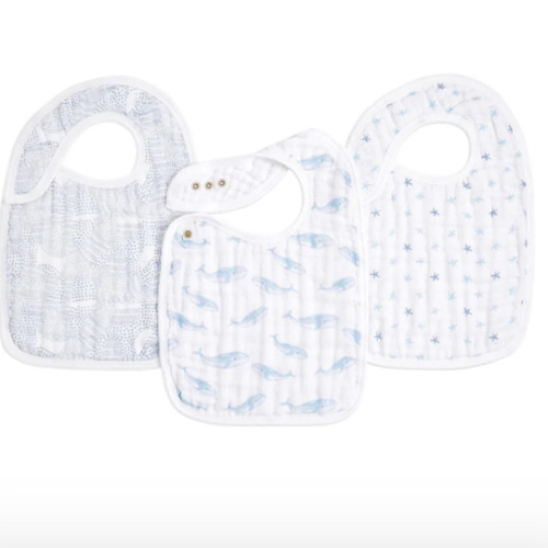 organic cotton snap bibs 3 pack oceanic | aden + anais