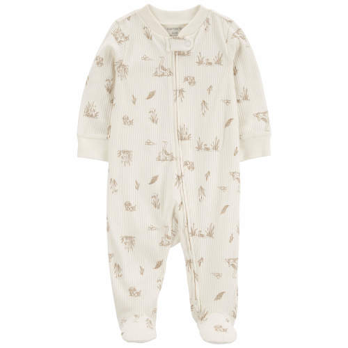 Baby Goose 2-Way Zip Thermal Sleep & Play Pajamas - 3M - Style,Ivory