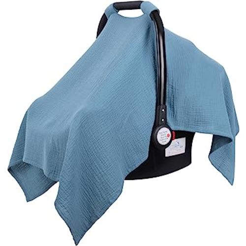 Metplus Muslin Car Seat Cover for Babies - Carseat Stroller Cover Infant Stroller Covers for Boys and Girls, Breathable & Lightweight, Fits Most Strollers & Baby Car Seats