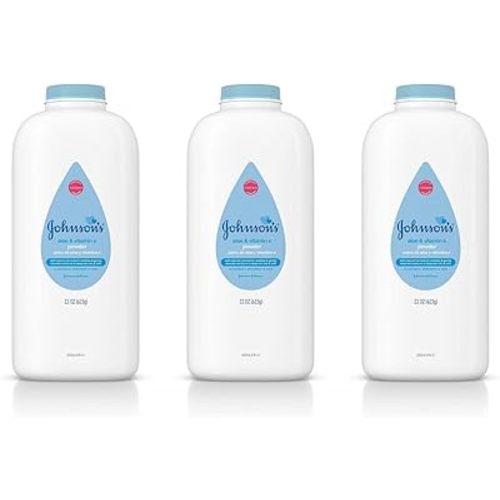 Johnson's Baby Powder, Pure Cornstarch, Aloe & Vitamin E, 22 Ounce (Pack of 3) - Packaging May Vary
