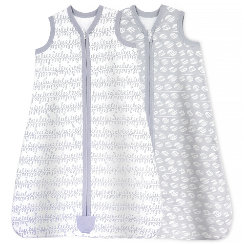 Baby Baby Wearable Blanket, Cotton Sleep Sacks for 3-6 Months, 2 Pack Unisex Sleeping Bag Sack, Medium Size, 2-Way Zipper, 0.5 Tog Breathable Cotton | Grey