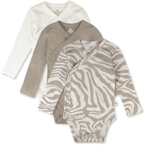 HonestBaby Baby Long Sleeve Side-Snap Organic Cotton Kimono Bodysuits (3 Pack)